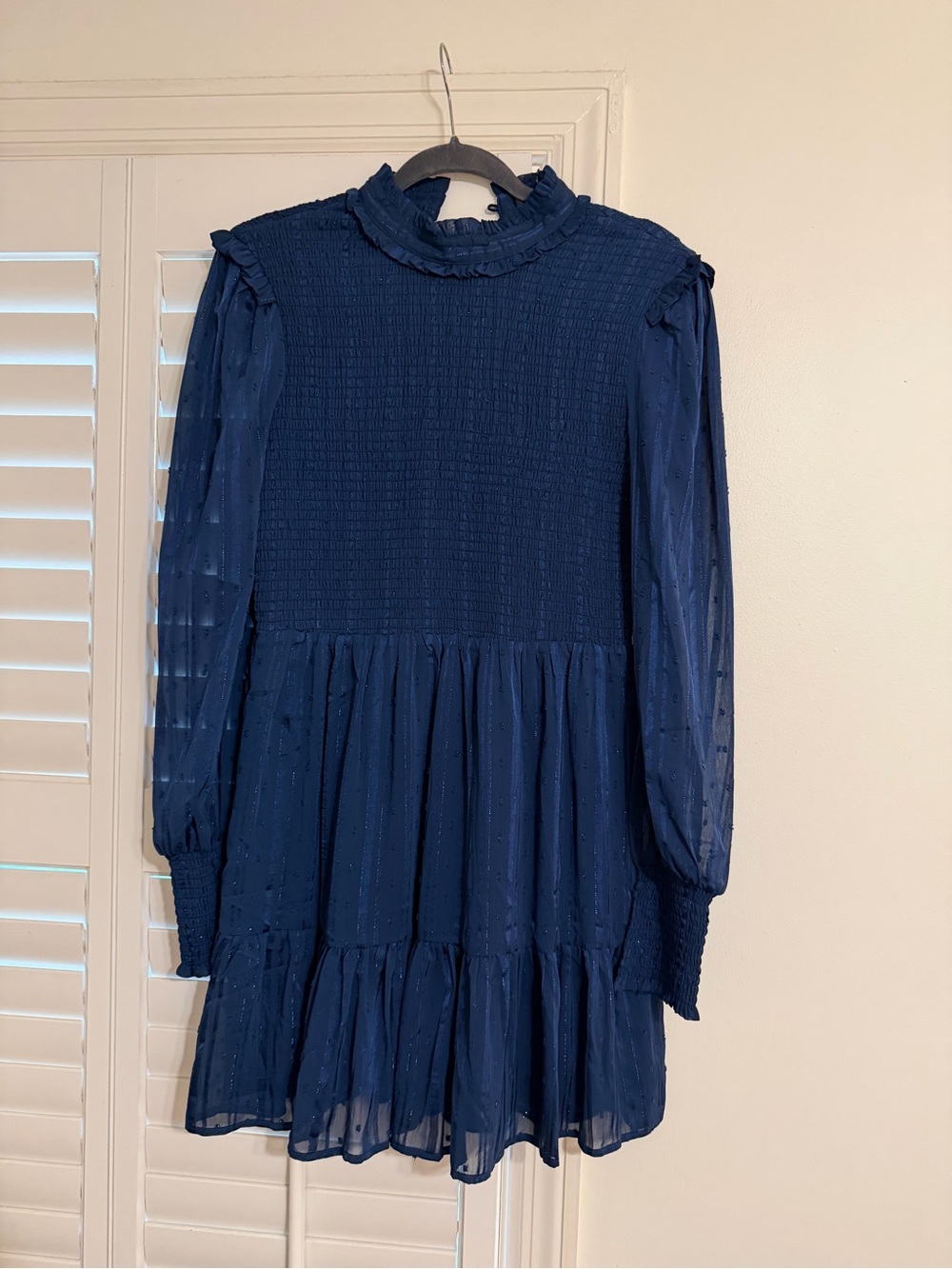 Lulu's Navy Smocked Ruffle Mini Dress